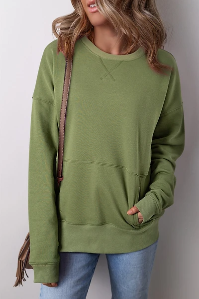 Threaded Pear Women's Ainsley Crisscross Stitching Loose Sweatshirt