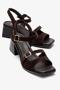 Forever & Always Womens Yolen Leather Block Heel Sandal