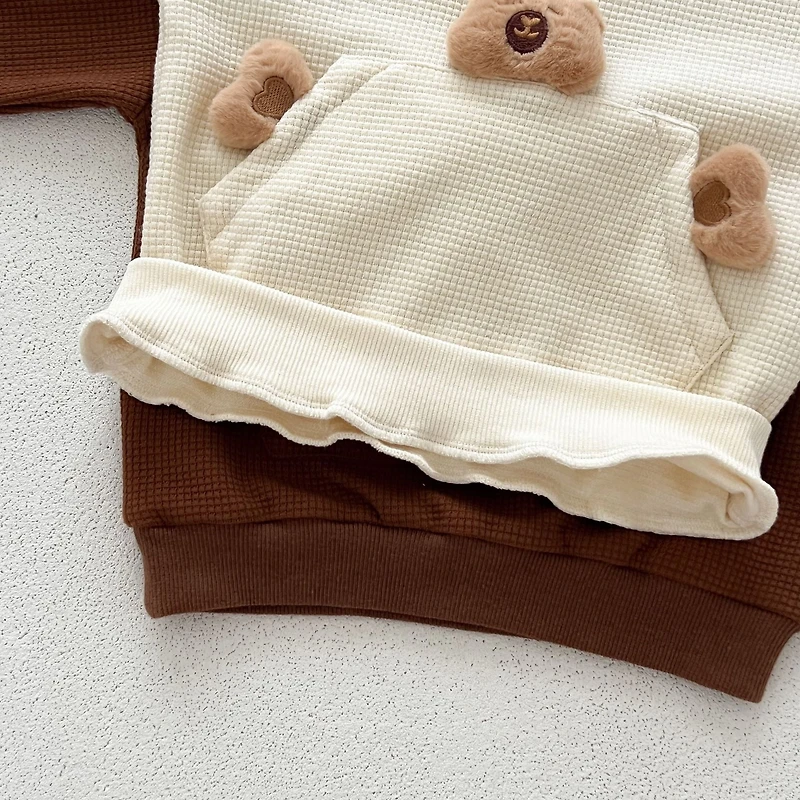 MyKids-USA Casual and Versatile Two-Piece Set: Teddy Top Pullover Pants for Baby Toddlers