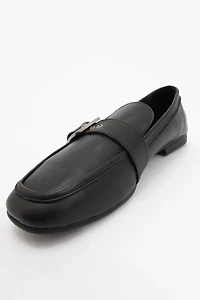 Forever & Always Womens Jade Leather Flat Loafers