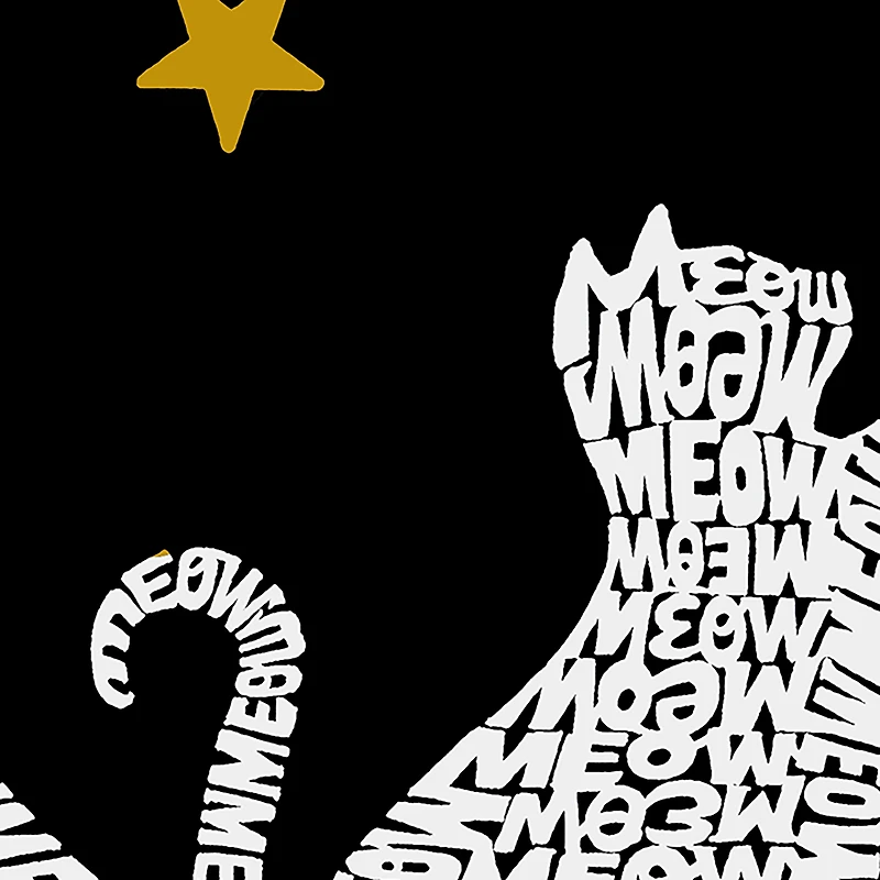 LA Pop Art Men's Cotton/Poly Blend Word T-Shirt - Cat Moon