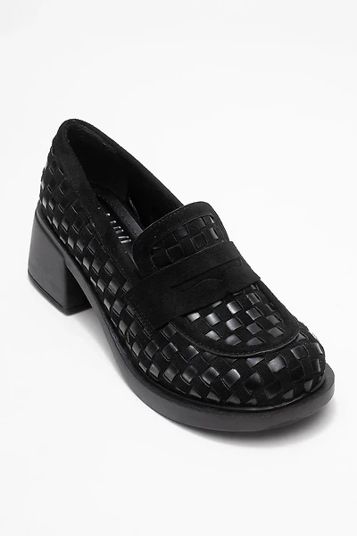 Prologue Shoes Womens Marlon Woven Block Heel Loafer