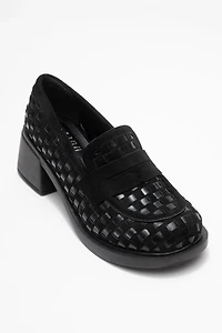 Prologue Shoes Womens Marlon Woven Block Heel Loafer