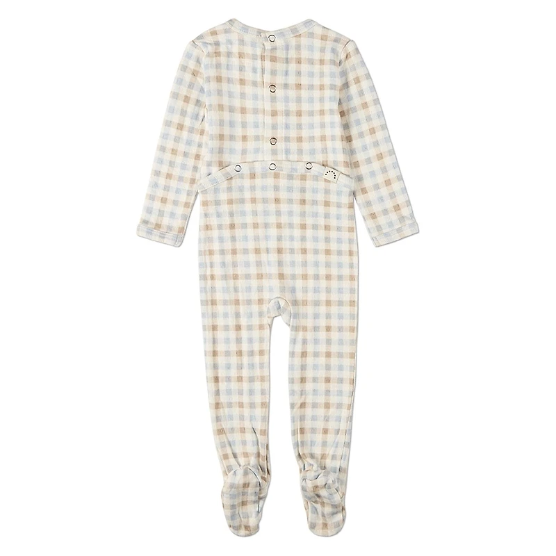 MeMoi Baby "Let Your Dreams Set Sail" Rayon/Cotton Plaid Pointelle Footie