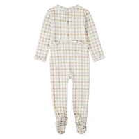 MeMoi Baby "Let Your Dreams Set Sail" Rayon/Cotton Plaid Pointelle Footie