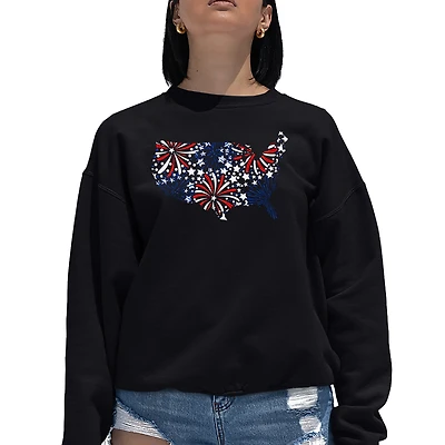 LA Pop Art USA Fireworks - Women's Word Crewneck Sweatshirt