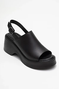 Forever & Always Womens Power Leather Platform Wedge Sandalss