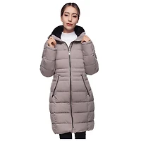 Rokka&Rolla Womens Long Heavyweight Puffer Jacket With Fleece-lined Hood