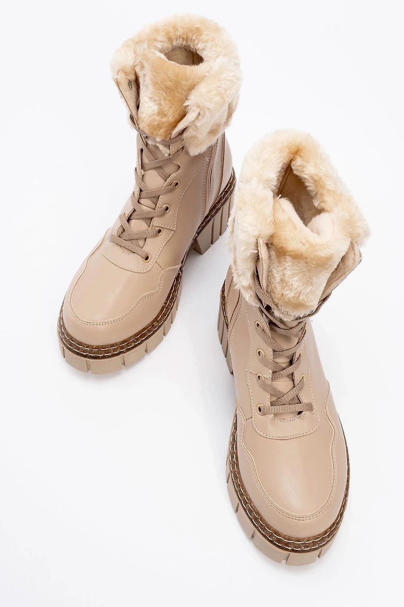 Prologue Shoes Womens Faith Fur Chunky Boot