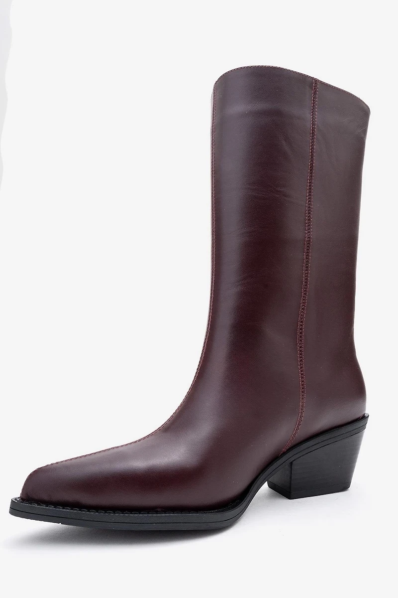 Forever & Always Womens Juana Leather Pointed Toe Boot
