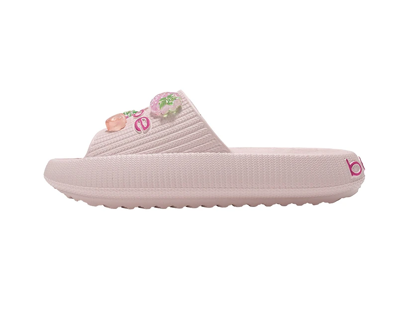 bebe Girl's EVA Slide Sandals with Strawberry Charms