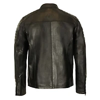 Gioberti Men's Stand Collar Motorcycle Leather Bomber Jacket