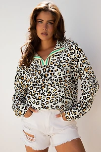 Threaded Pear Women's Laurel Leopard V Neck Blouse