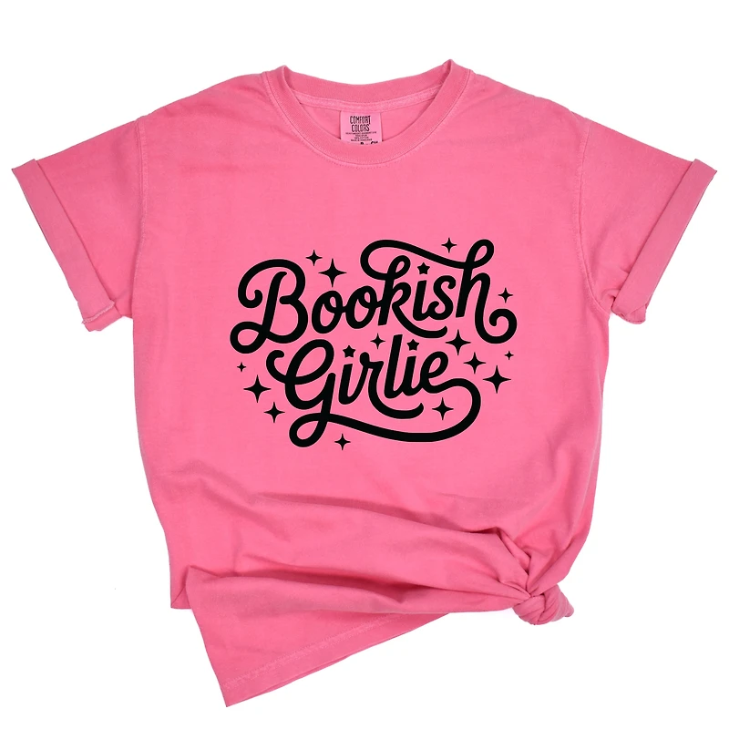 Simply Sage Market - Bookish Girlie Cursive Stars Women's Garment Dyed Graphic T-Shirt