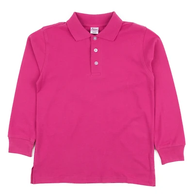 Leveret Girls Solid Long Sleeve Cotton Polo Shirt