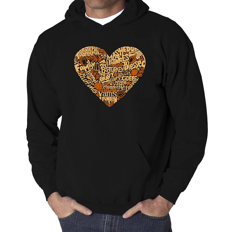 LA Pop Art Thanksgiving Heart - Men's Word Hooded Sweatshirt