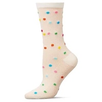 MeMoi Women's Openwork Dotted Crew Socks