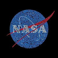 LA Pop Art Men's Cotton/Poly Blend NASA Word T-Shirt - "Meatball" Missions Design