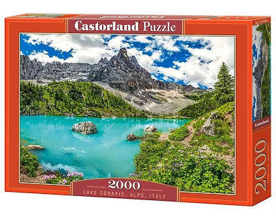 CASTORLAND 2000 Piece Jigsaw Puzzles, Lake Sorapis, Alps, Italy, Vibrant Turquoise Glacial Water Scene, C-201006-2