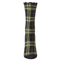 MeMoi Women's Classic Plaid Lettuce Edge Crew Socks