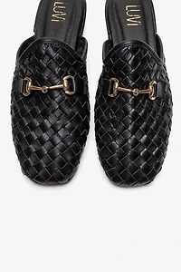 Forever & Always Womens Senia Leather Woven Mules