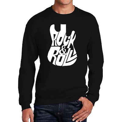 LA Pop Art Rock And Roll Guitar - Men's Word Crew Sweatshirt