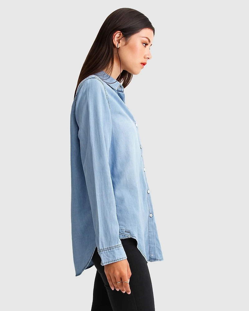 Belle & Bloom Womens Keep Me Wild Denim Top