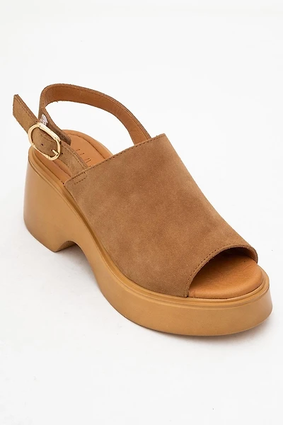 Forever & Always Womens Power Leather Platform Wedge Sandalss