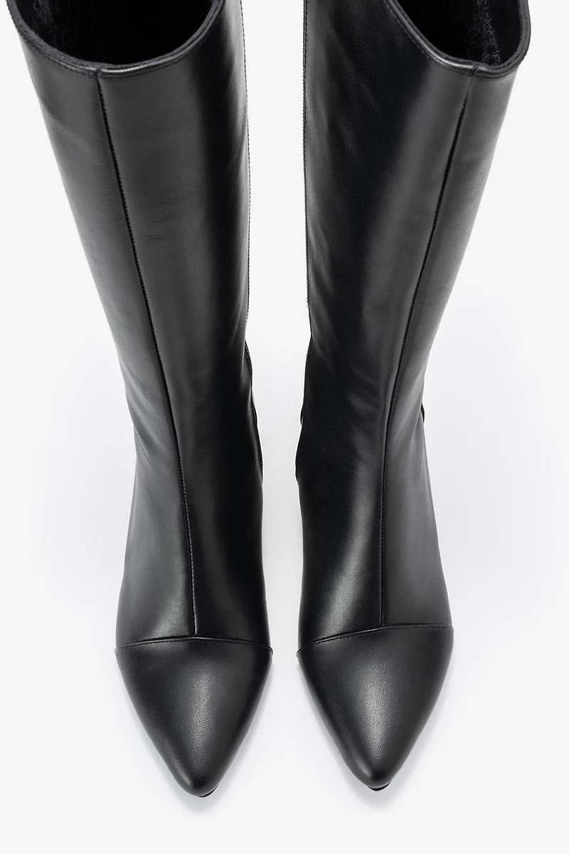 Forever & Always Womens Osmera Leather Block Heel Knee High Boots