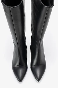 Forever & Always Womens Osmera Leather Block Heel Knee High Boots