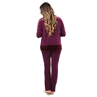 MeMoi Women's Velour Luxe Frosted Trim Ultra-Soft Pajama Set