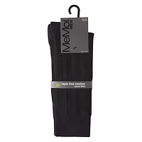 MeMoi Men's Bamboo Blend Solid Woven Ribbed Crew Socks