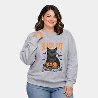 Simply Sage Market - Black Cat Social Club Pumpkin  Women's Plus Sized Graphic Sweatshirt