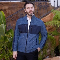 Gioberti Men's Full Zip Cardigan Patch Design Sweater with Flannel Lining