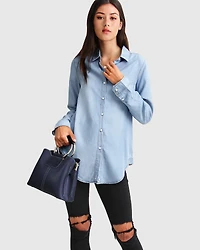 Belle & Bloom Womens Keep Me Wild Denim Top