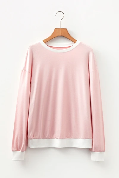 Threaded Pear Women's Skyler Contrast Edge Patchwork Long Sleeve Top
