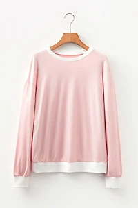 Threaded Pear Women's Skyler Contrast Edge Patchwork Long Sleeve Top