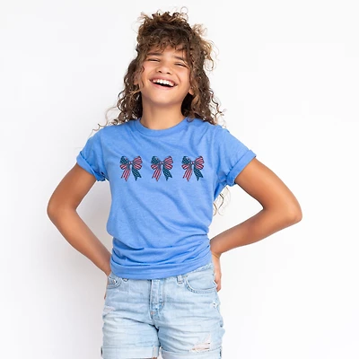 The Juniper Shop - Patriotic Bows Row Youth Short Sleeve Graphic T-Shirt