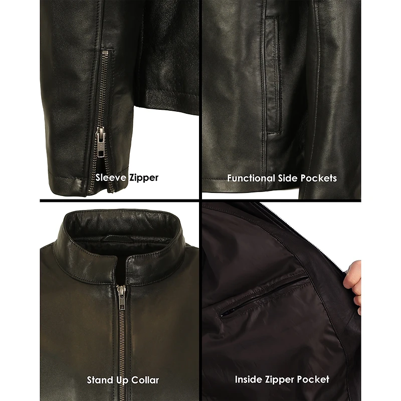 Gioberti Men's Sheepskin Classic Style Leather Jacket