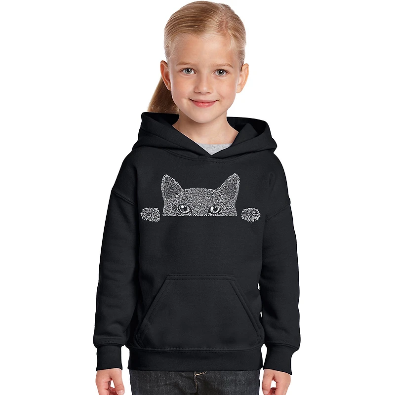 LA Pop Art Girls Word Hoodie - Peeking Cat