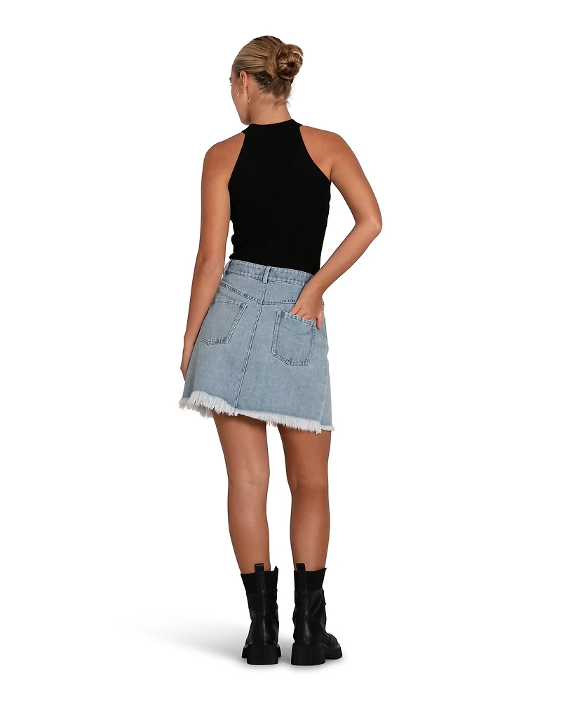 Belle & Bloom Womens Dance With Me Denim Mini Skirt