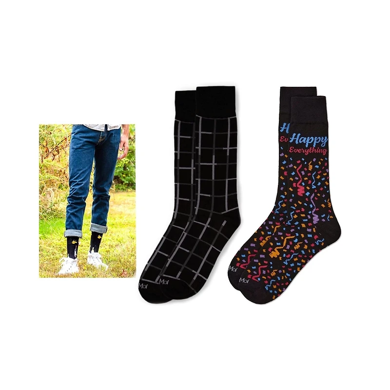 MeMoi 3 Pair Men's Food & Beverage Themed Novelty Crew Socks