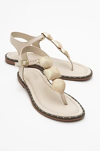 Forever & Always Womens Giulia Leather Flat Sandals