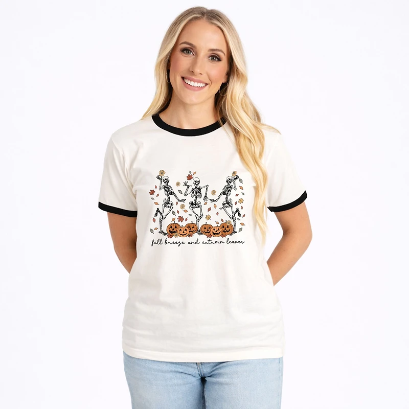 Simply Sage Market - Fall Breeze Skeletons Women's Ringer Graphic T-Shirt