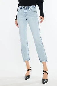 KanCan Women's Essentials Mid Rise Crop Straight Jeans Pam