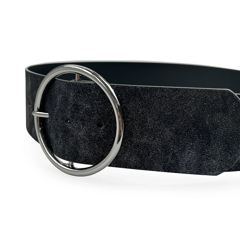 AGP PARIS Black Round Buckle Women's Belt