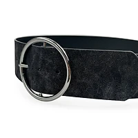 AGP PARIS Black Round Buckle Women's Belt