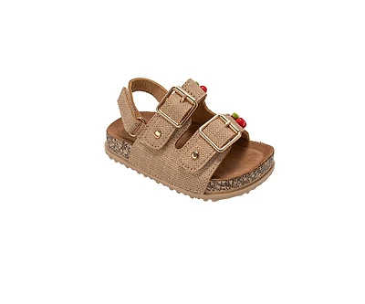 bebe Toddler Girl's Buckle Strap Sandals with Back and Charm Detail