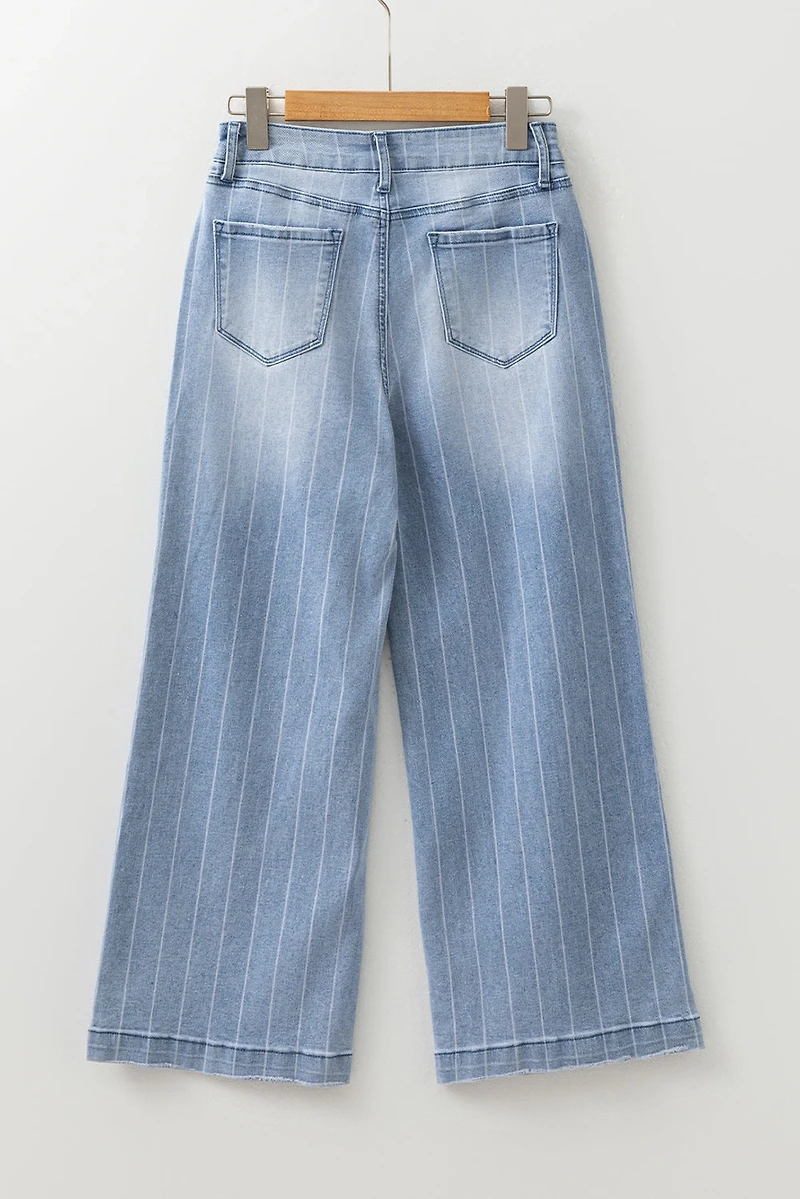 Threaded Pear Women's Sofia Pinstripe Wide Leg Jeans