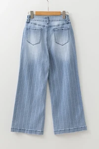 Threaded Pear Women's Sofia Pinstripe Wide Leg Jeans